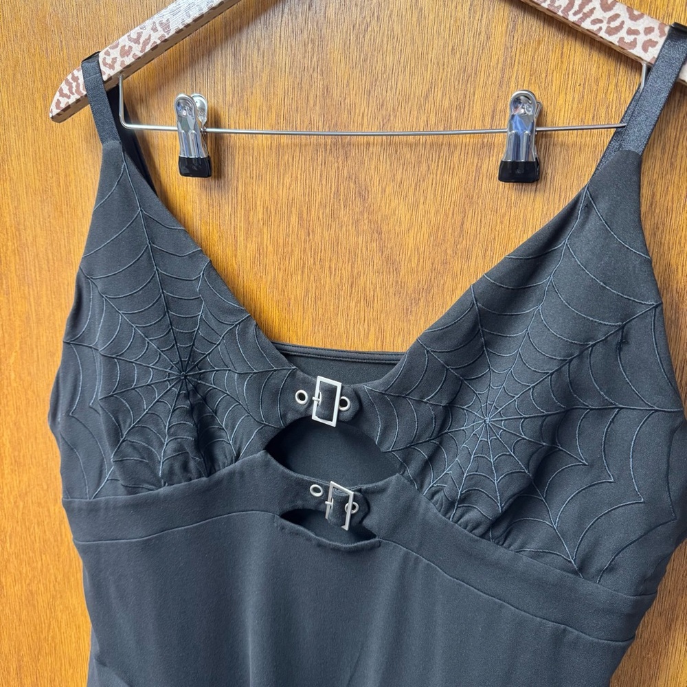 Forest Ink Venom Sleeveless Mini Dress Stretchy Spider Web Black 3XL Plus Size - Picture 7 of 12